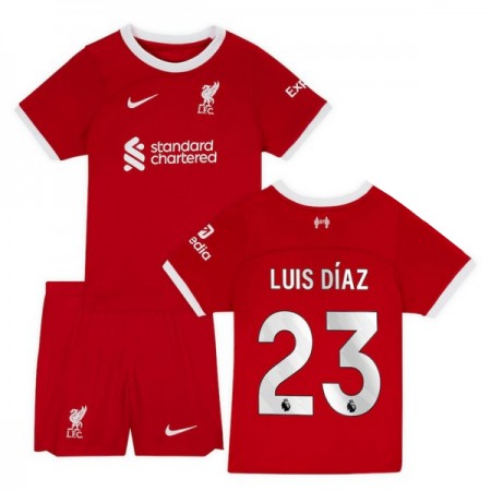 Camisolas Liverpool 2023-24 Luis Diaz 23 Criança 1º Equipamento Principal Manga Curta